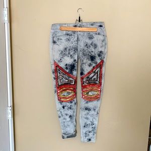 BDG Embellished Skinny Jeans Acid Wash stretch denim